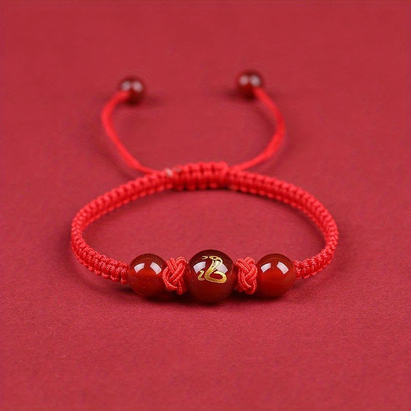 Snake Year Lucky Red Rope Bracelet Zodiac Snake Adjustable